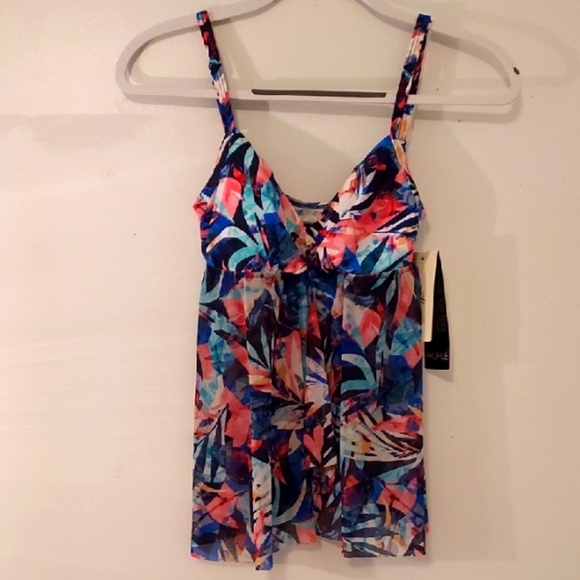 Nordstrom Red and Blue Fitted Bathing,Suit,Top No Bottom SIZE 6 - Picture 1 of 7